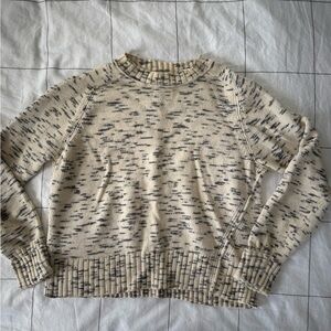 J. Crew Cream and Black Speckled Crewneck Sweater